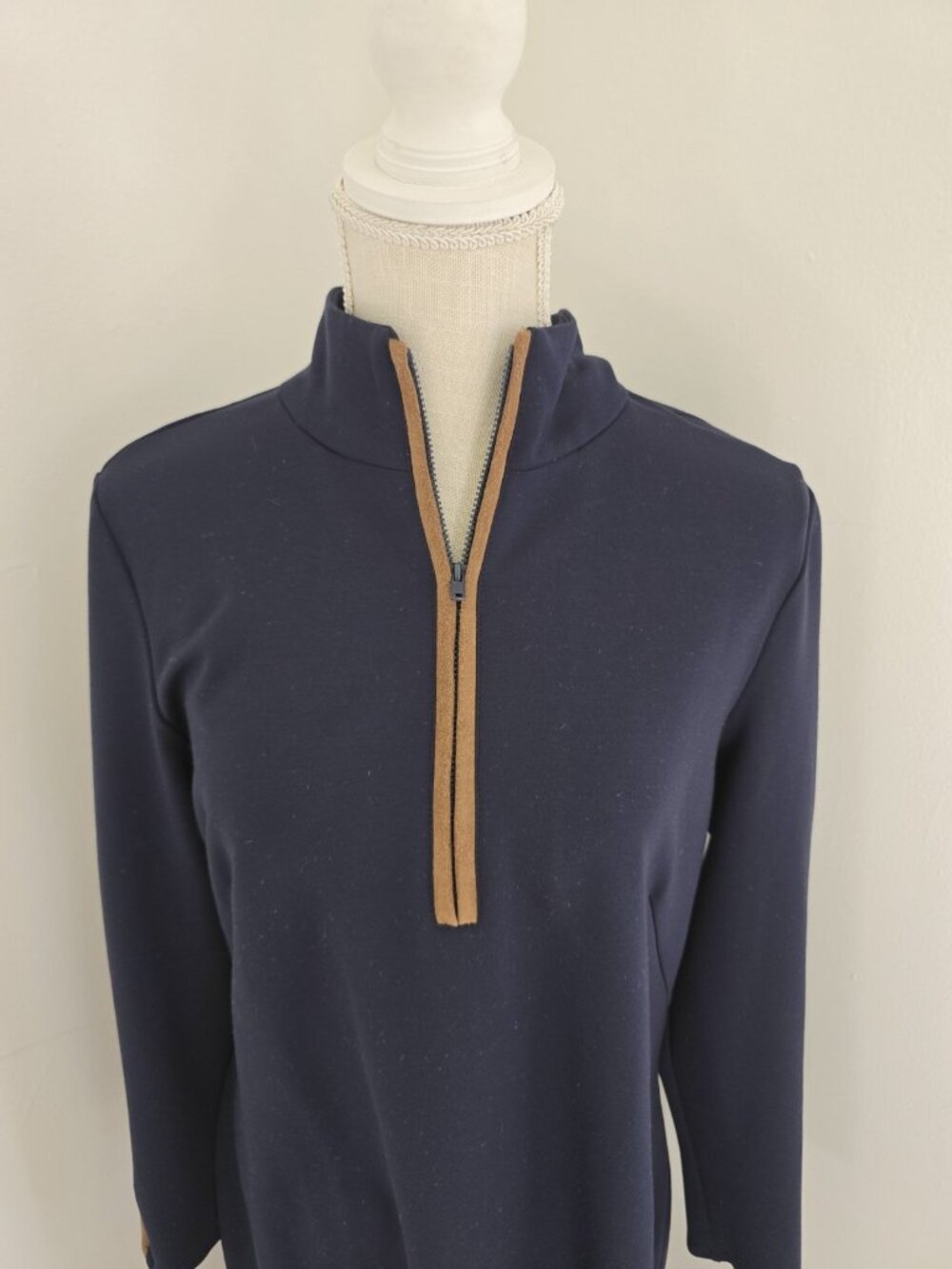 Jude Connally Anna Dress Jude Ponte XL Navy Blue Long Sleeves Quarter Zip Shift - Picture 5 of 11